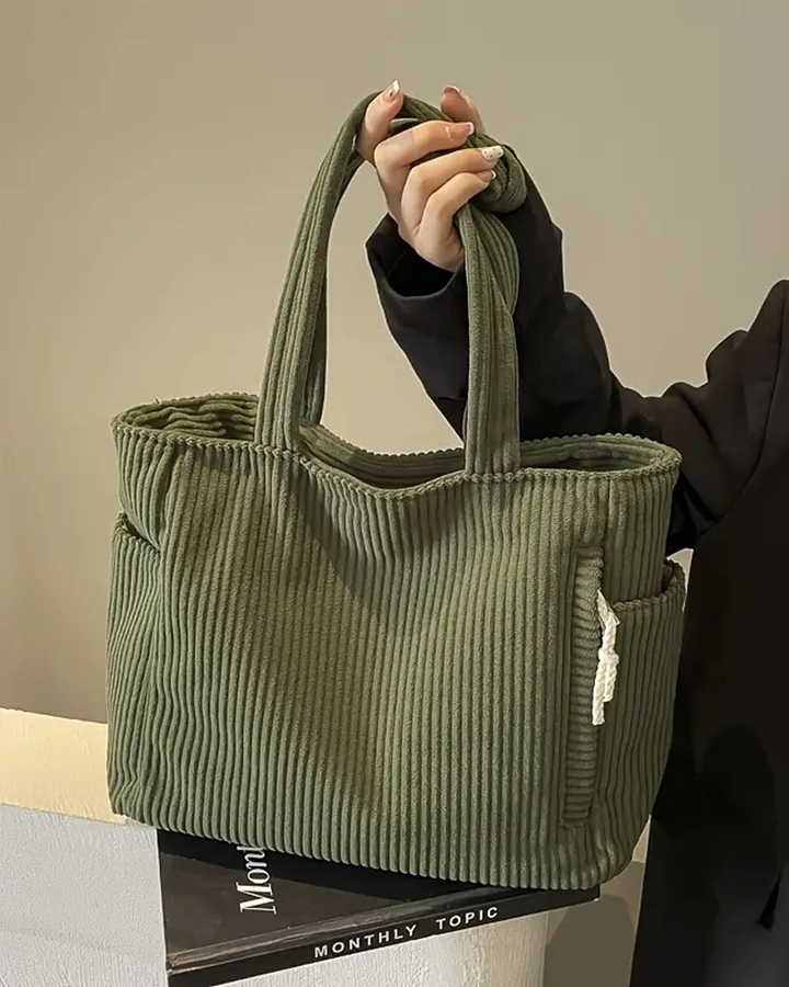 Stribbe™ - Ribbad Toteväska med Dragskodetalj