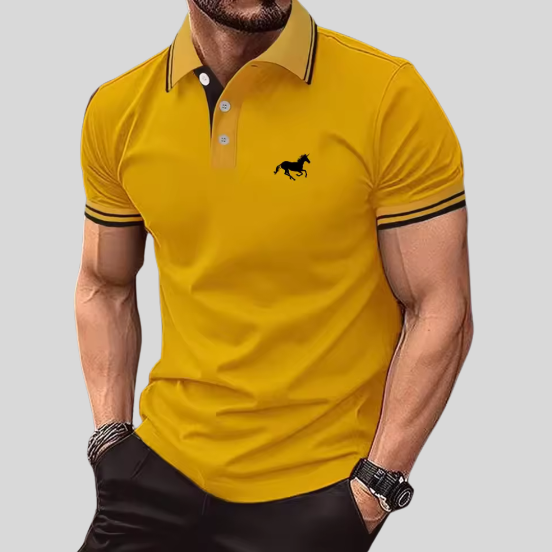 Wilhelm™ - Avslappnad T-shirt med Knappslå och Pikékrage