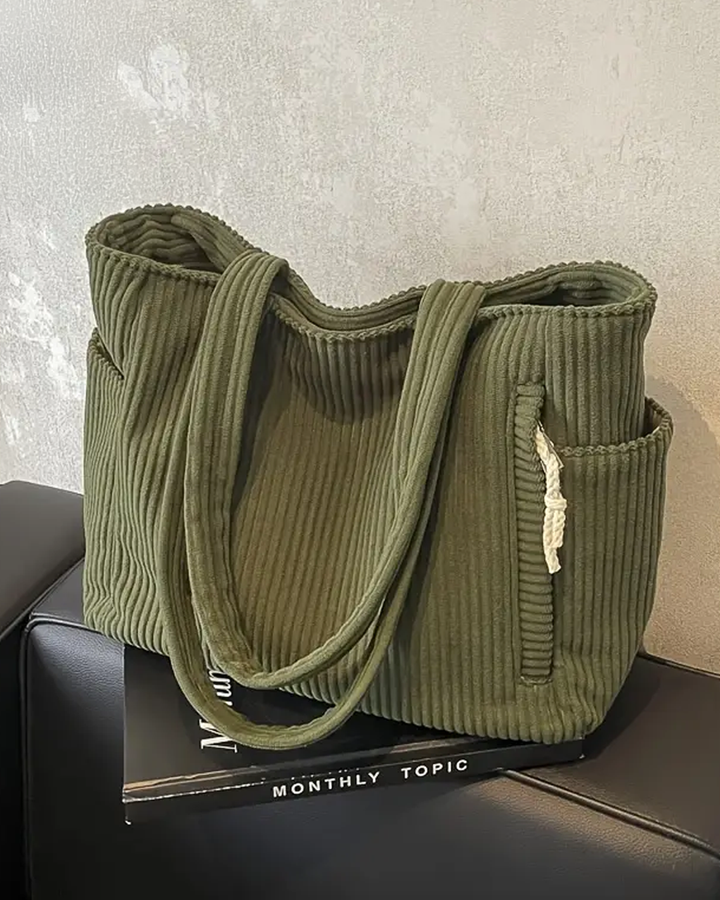 Stribbe™ - Ribbad Toteväska med Dragskodetalj
