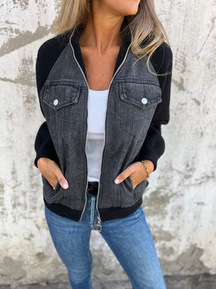 Ekaterina™ - Vardaglig Jacka med Dragkedja och V-ringad Stil