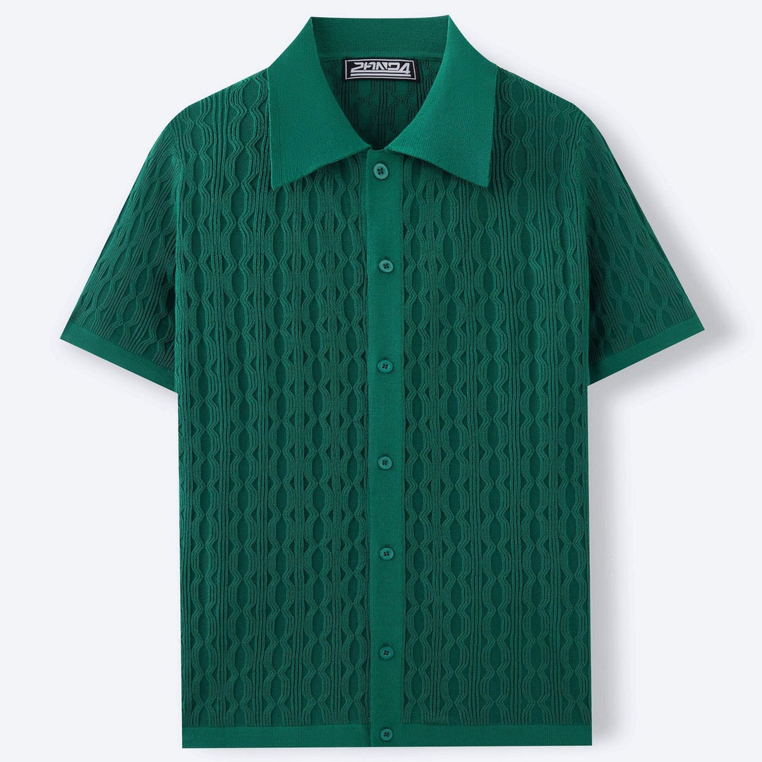 Mattias™ – Elegant Kortärmad Stickad Skjorta
