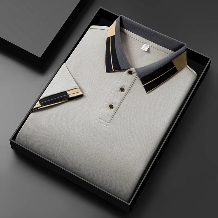 Marius™ – Elegant Pikétröja med Kontrasterande Detaljer