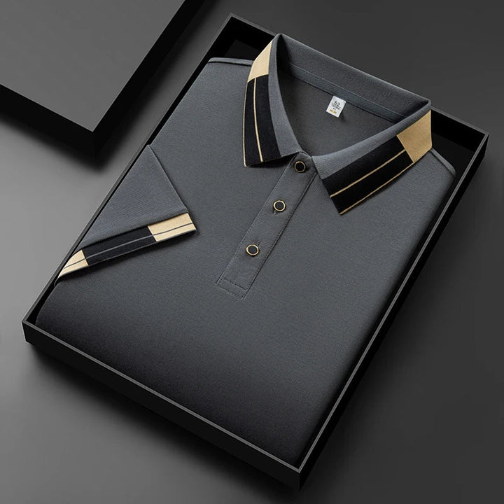 Marius™ – Elegant Pikétröja med Kontrasterande Detaljer